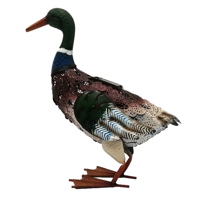 

Outdoor Garden Decoration Ornaments Courtyard Garden Landscape Layout Wrought Iron Animal Glow Duck Solar Lamp