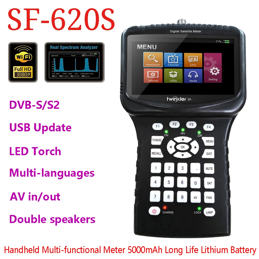 Twinkler SF 620S ручной фотоэхолот счетчик спутниковых данных с ЖК-дисплеем 4 3 дюйма