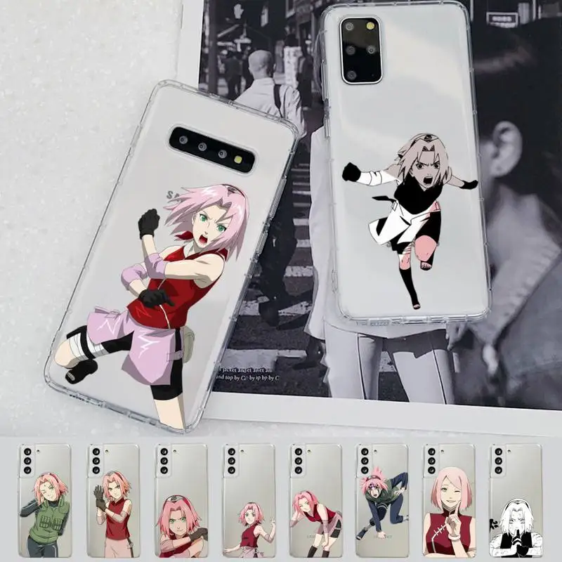 

BANDAI Naruto Haruno Sakura Phone Case for Samsung S20 S10 lite S21 plus for Redmi Note8 9pro for Huawei P20 Clear Case