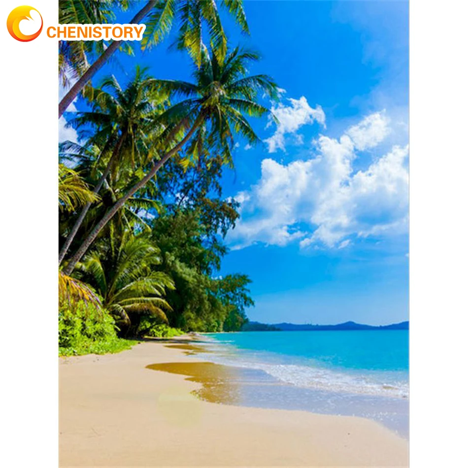 

CHENISTORY Picture By Number Landscape Kits Hand Painted Gift Painting By Numbers Sea Drawing On Canvas Home Decor Wall Art