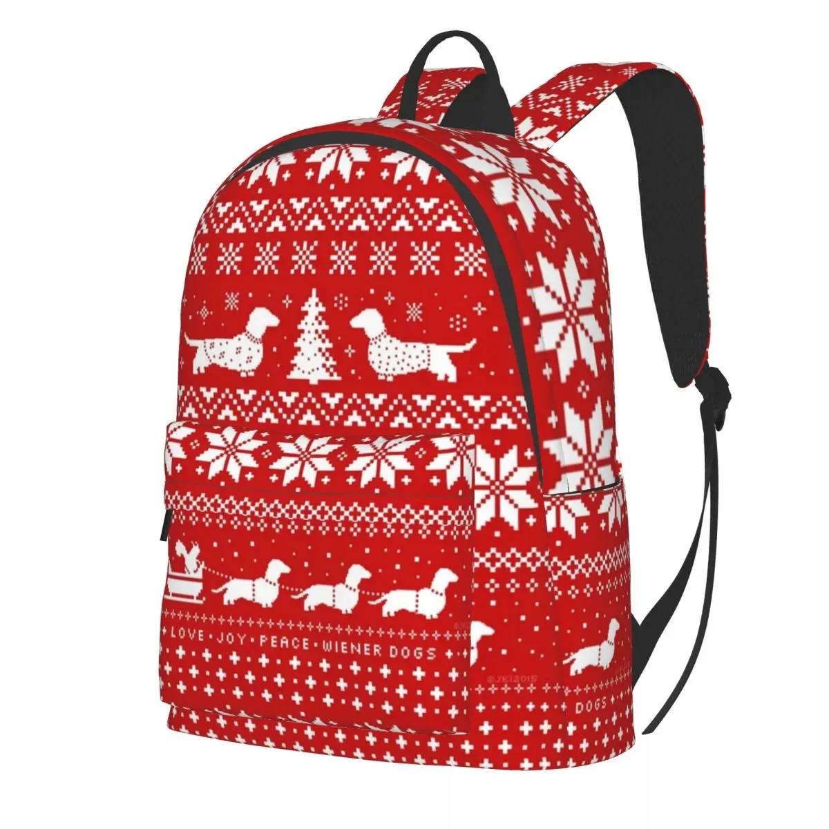 Vintage Dog Print Backpack Teen Dachshund Silhouettes Christmas Big Backpacks Polyester Modern Bags Sport High Quality Rucksack