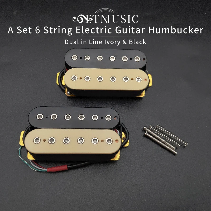 

6 String Electric Guitar Pickups Humbucker Dual in Line Adjustable 12pcs Hex Screw Pickup Ivory/Black