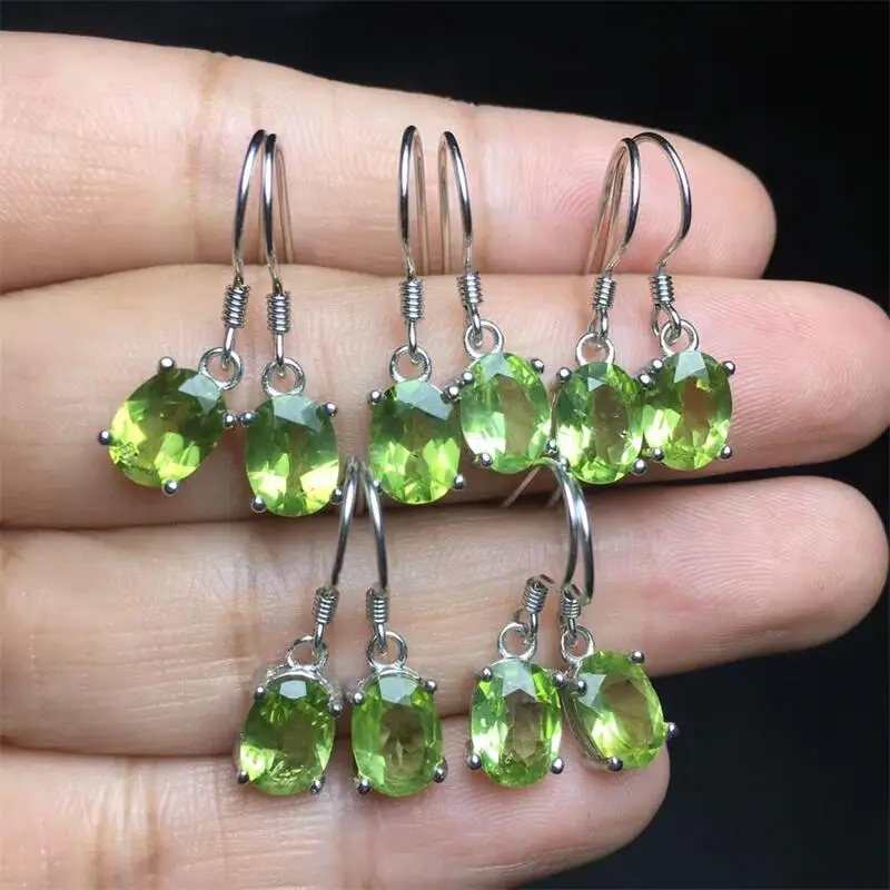 

Natural Olivine Faceted Stone Drop Earrings Energy Gemstone For Women Stretch Jewelry Healing Birthday Present