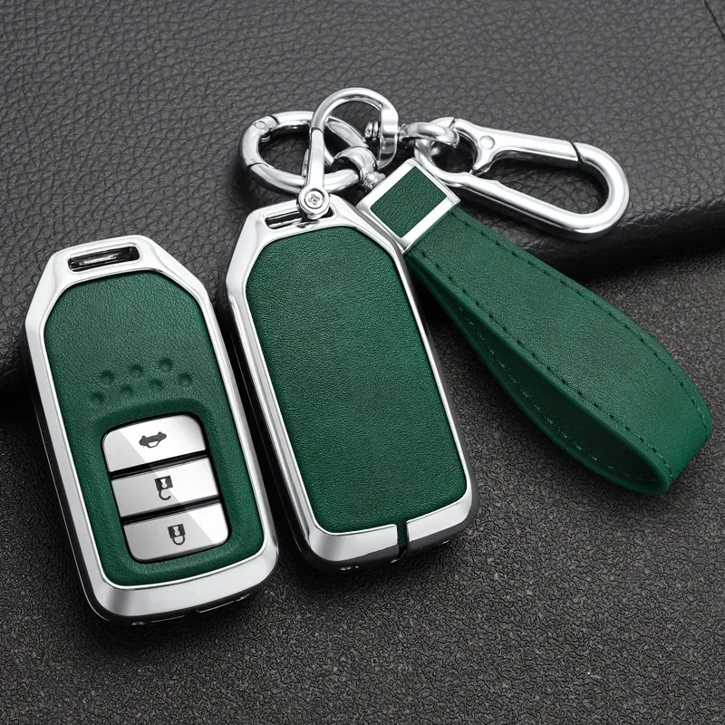 Фото Кожаный чехол для ключей из цинкового сплава для Honda Accord EX EXL Civic CRV Jazz Jade Fit City Odyssey XR-V HRV Pilot Freed Vezel №5