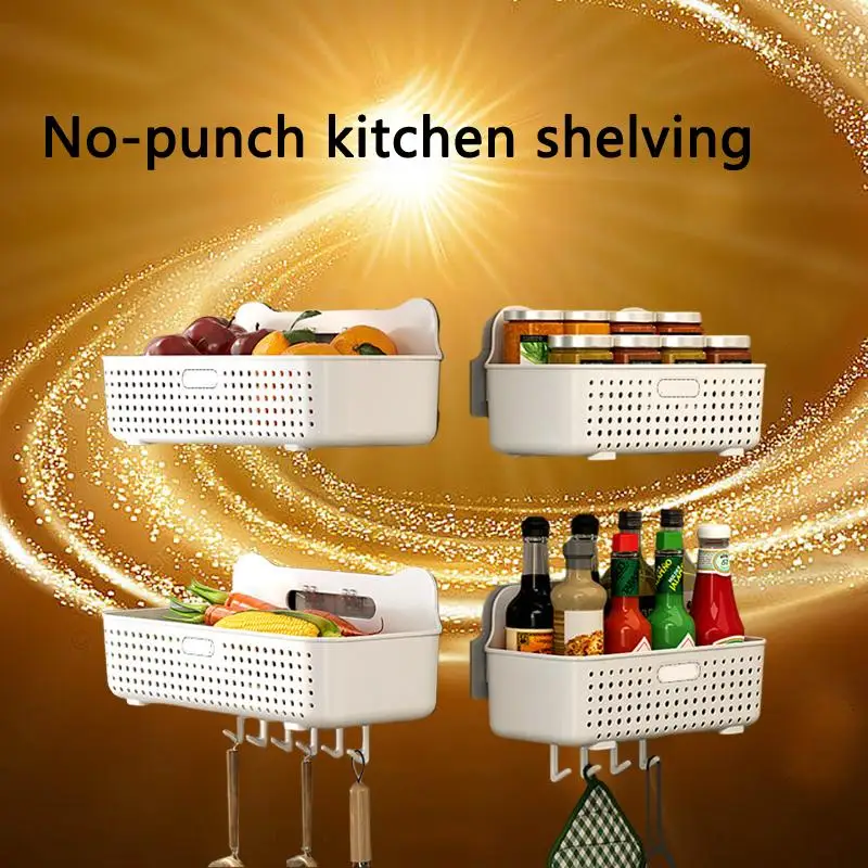 

Space-saving Wall-mounted Kitchen Storage Rack with No-drill Installation - Organize Your Kitchen with this Convenient Storage