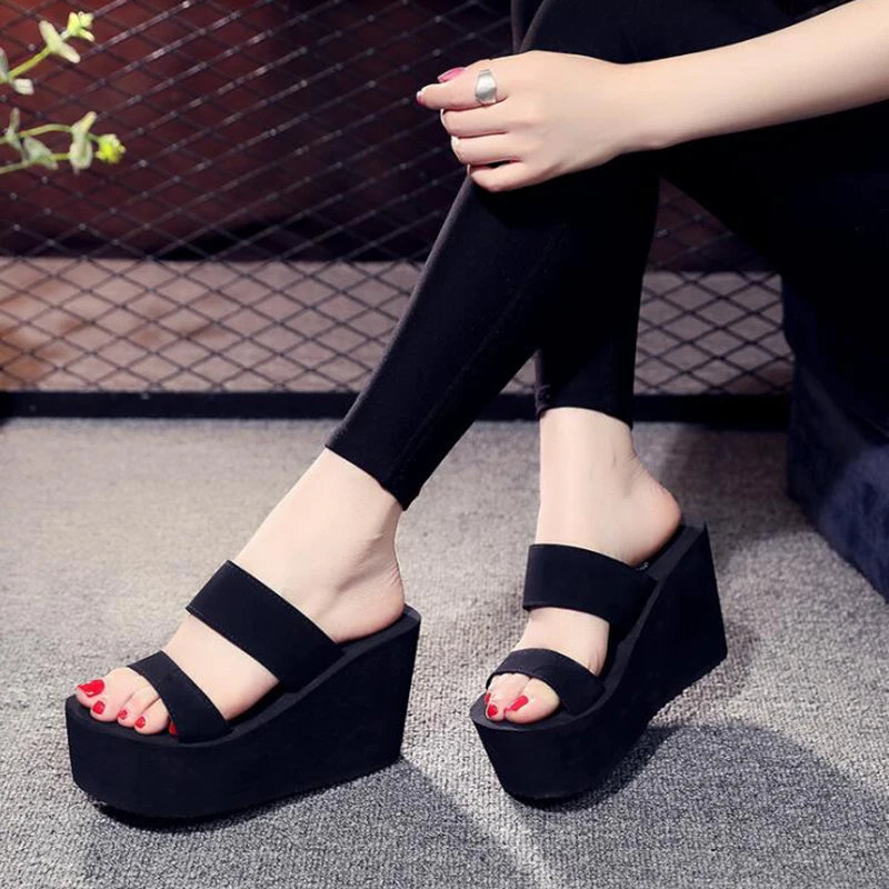 Women Flat Sandals Shoes Women Solid Color Wedge Sandals Shoes Ladies Beach Summer Non-Slip Sandals Flip Flops Women Shoes