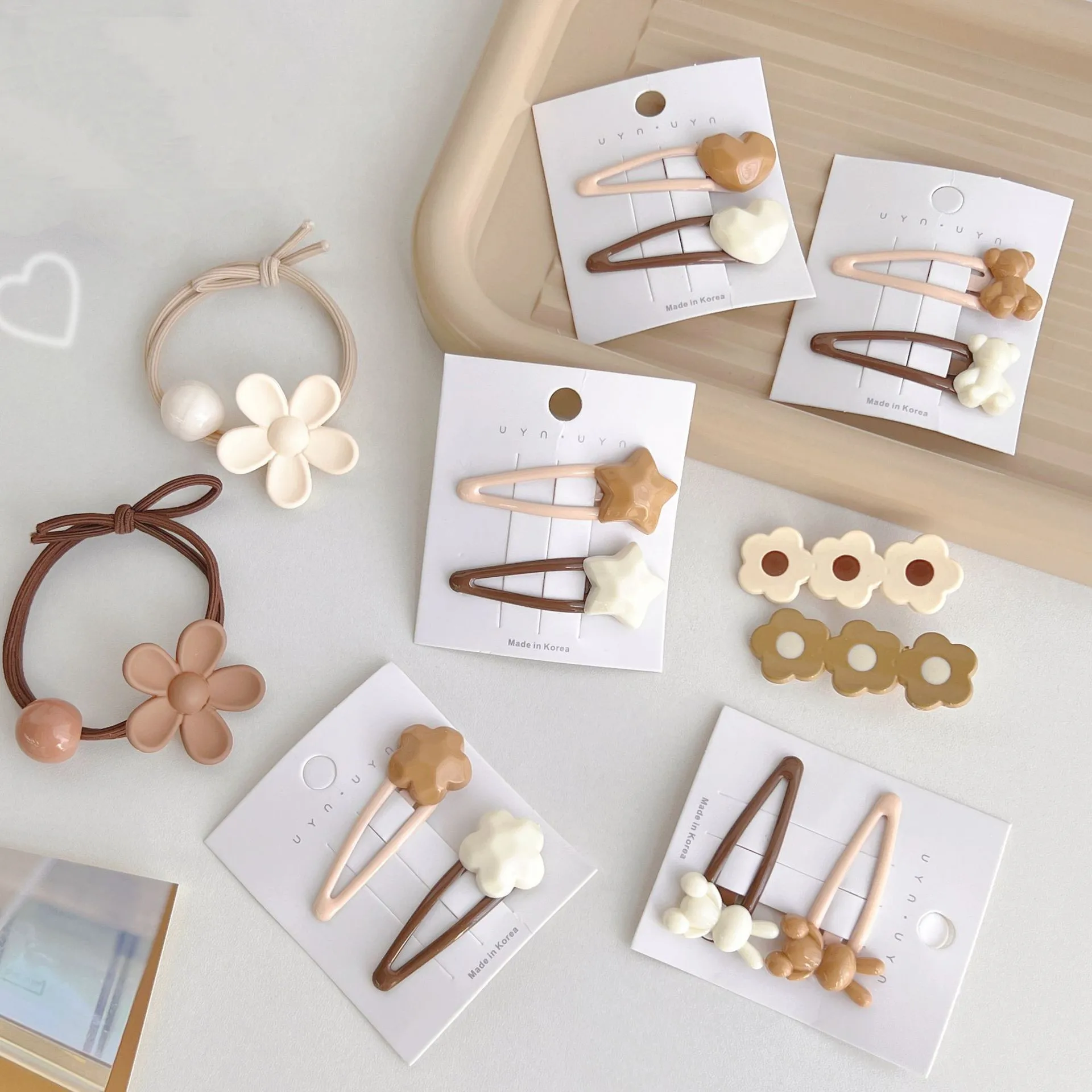 Cute Cartoon Small Children's Bangs Bear Small Flowers Baby Water Drop Oval Hairpin Hair Accessories Bb Clip