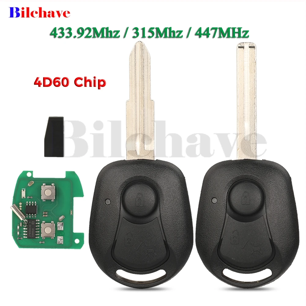 Jingyuqin 433 92 МГц/315 МГц/447 МГц 4D60 чип 2 кнопки дистанционный ключ для Автомобиля Ssangyong