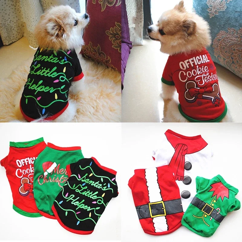 

Christmas Cotton Pet Clothing Dog Clothes For Small Medium Dogs Vest Shirt New Year Puppy Dog Costume Chihuahua Pet Vest Shirt