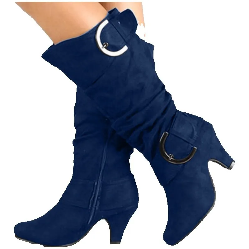 

Женские осенние сапоги 2022, новые рыцарские сапоги на высоком каблуке, модные сапоги до колена в стиле ретро с ремешком и пряжкой, женские дли...