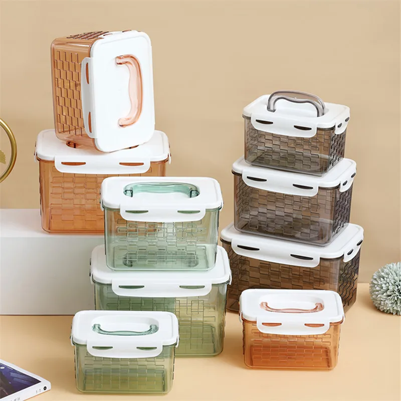 

Kitchen Plastic Thickened Plastic Box Refrigerator Fruit and Vegetable Fresh-keeping Food Sealed Box Food Portable Storage Box