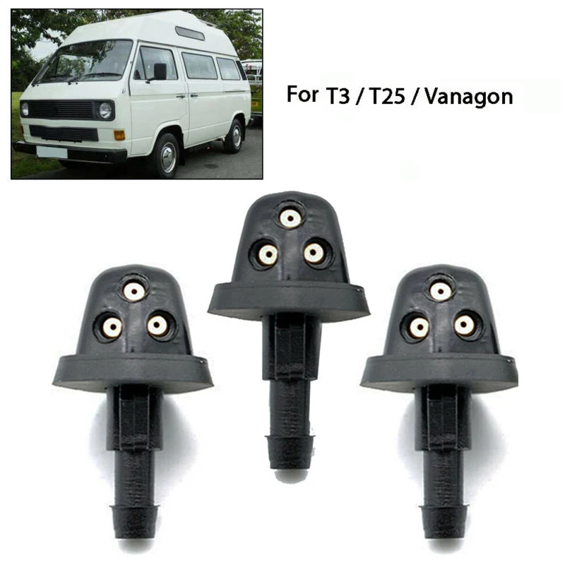 

0 0 0 0 0 0 0 0 3pcs Triple Jets For T25 T3 Vanagon Front Rear Windshield Washer Jet Nozzles Triple Washers Car Accessories