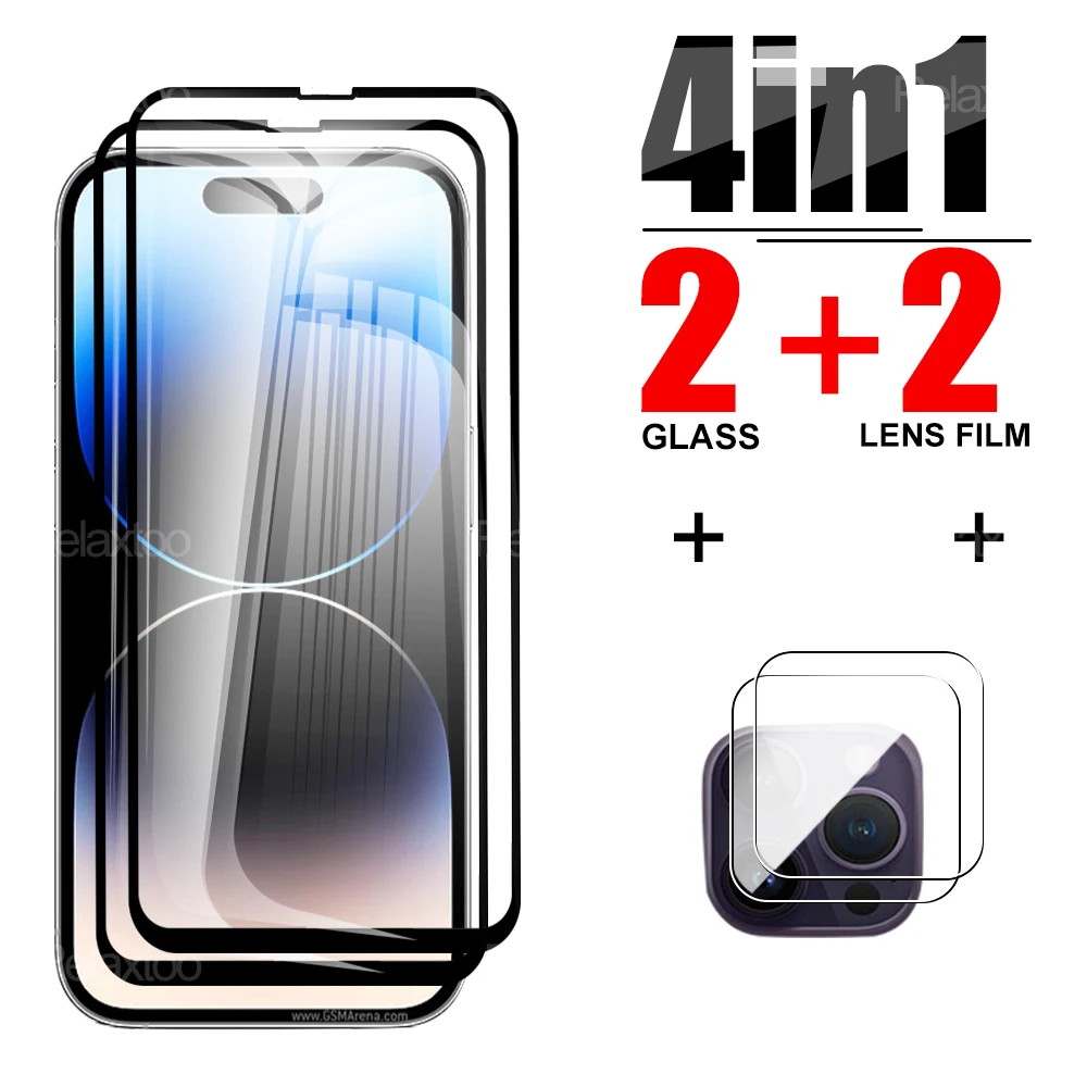 

Закаленное защитное стекло 4 в 1 для iphone 14 14Plus 14Pro 14pro max 13 13Mini 13 Pro 13 Promax 12 Serise