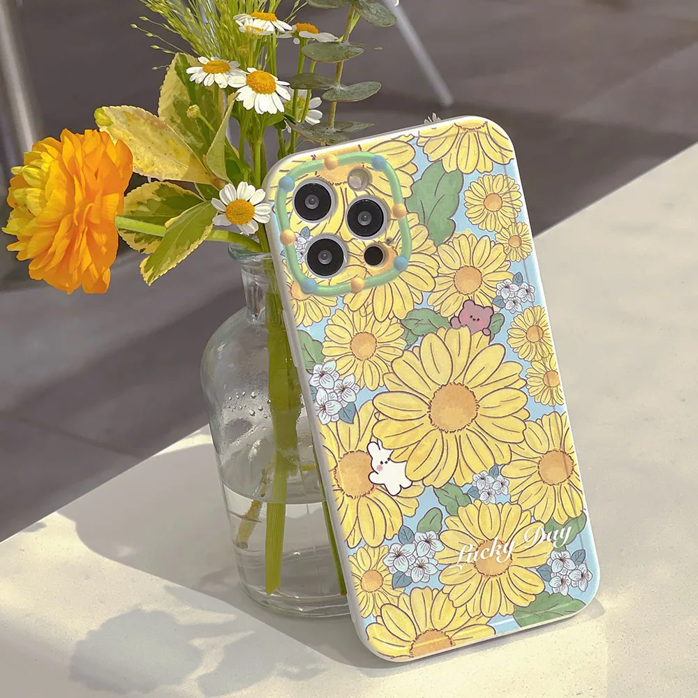 Модный чехол с маргаритками и цветами для iPhone 13 12 Pro Max 11 X XR XS 7 8 Plus SE2 мягкая задняя