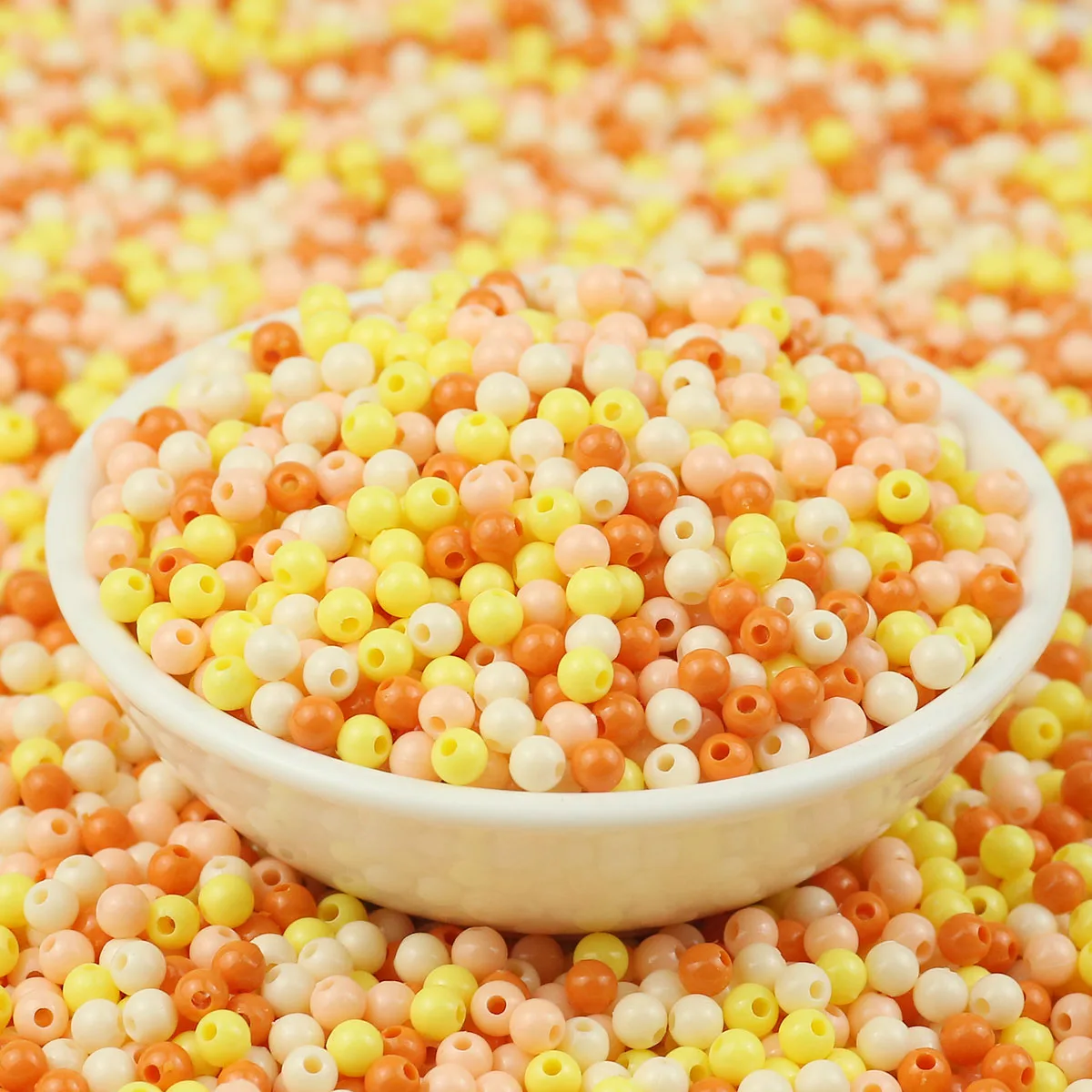 Желтый смешанный оранжевый акриловый молочный бисер CCB круглый свободный