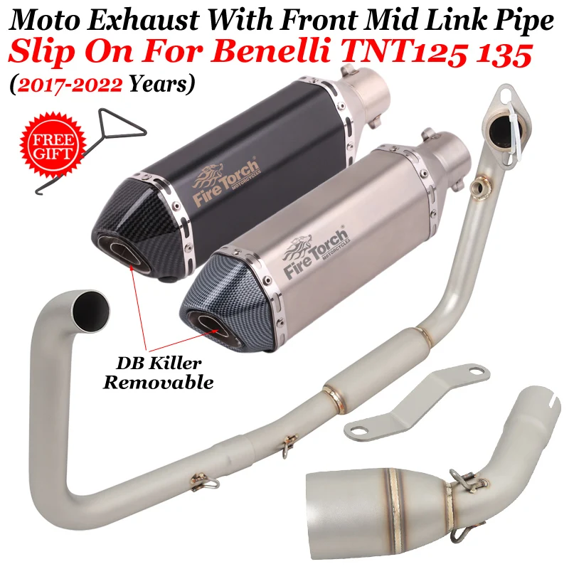 

Full System Motorcycle Exhaust Escape Link Pipe Moto Muffler DB Killer Slip-On For Benelli TNT125 TNT135 Tnt 125 135 2017 - 2022