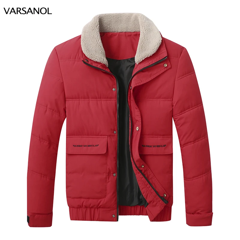 VARSANOL Winter Thick Parka Jacket Men 2022 Casual Fur Collar Warm Men's Jacket Big Pocket Jackets Coats Plus Size Homme Clothes