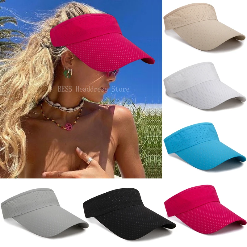 

Summer Breathable Air Sun Hat For Men Adjustable Visor UV Protection Top Empty Solid Beach Tennis Golf Running Sunscreen Cap