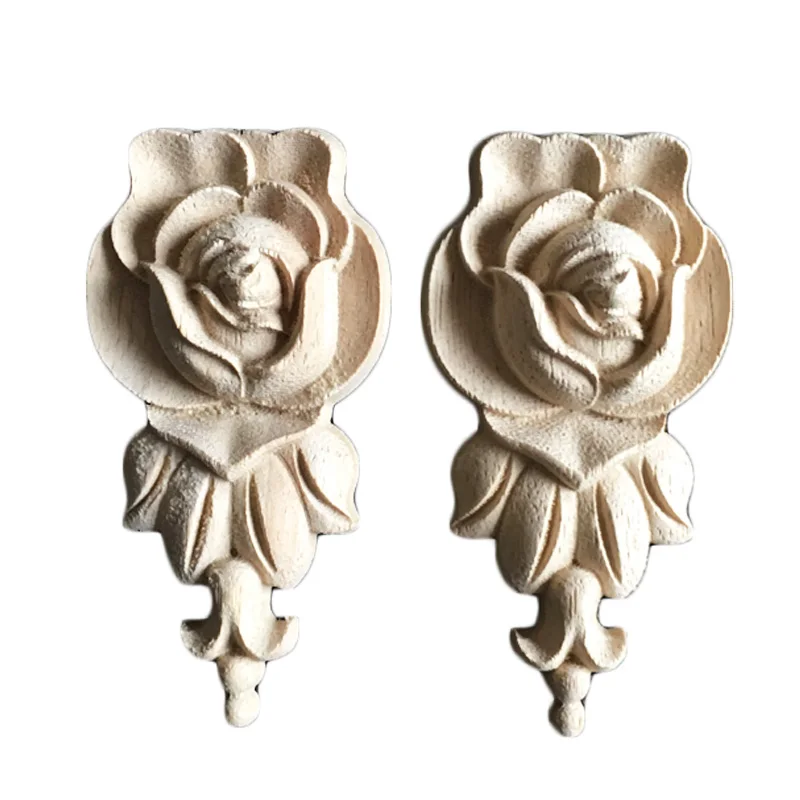 

2PCS Vintage Floral Woodcarving Corner Appliques Frame Wall Furniture Woodcarving Decorative Wood Figurines Crafts Home Decor