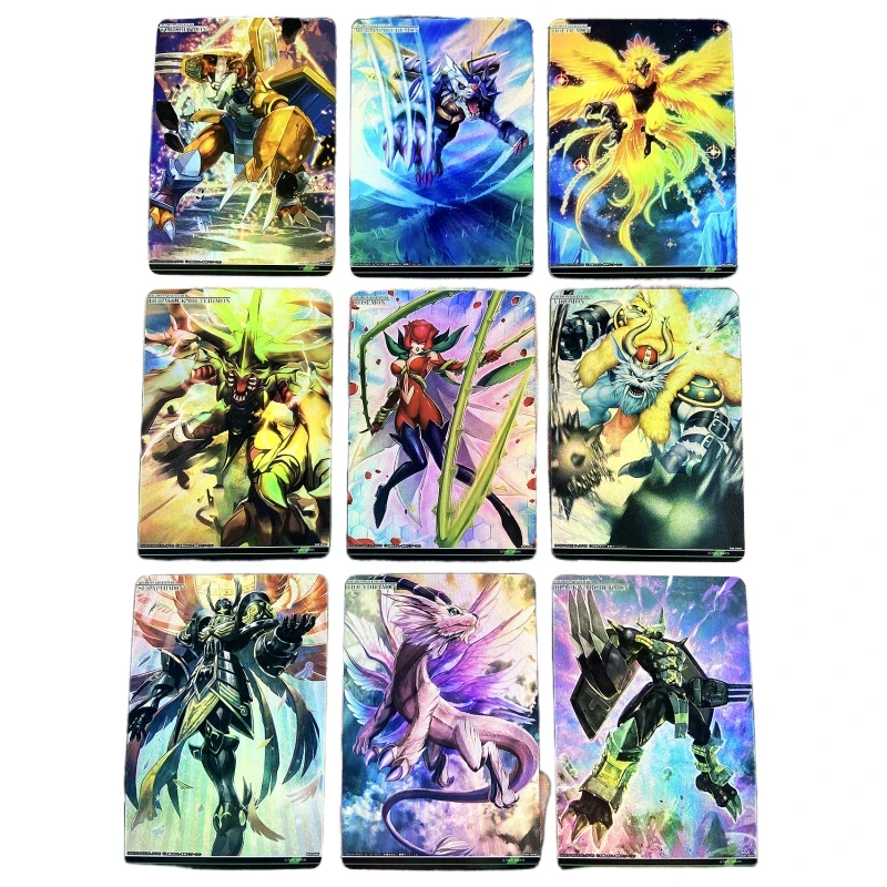 

9pcs/set Digimon Adventure Animation Characters War Greymon Metal Garurumon Flash Card Classics Anime Collection Cards Toy Gift