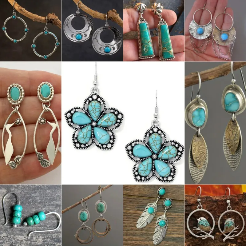 

Vintage Indian Tribal Green Resin Dangle Earrings Bohemian Big Long Hollow Drop For Women 2023 Hippie Jewelry