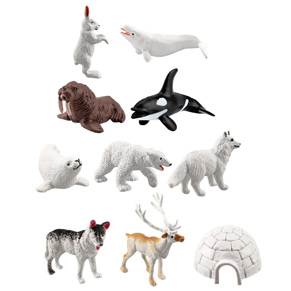 

10pcs Arctic Animals Toys Bear Reindeer Beluga Husky Toys Animal Ornaments
