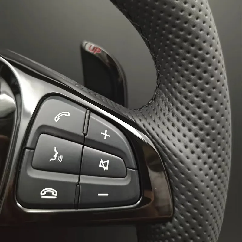 Фото Дышащий спортивный руль из натуральной кожи для Mercedes-Benz W204 W205 W211 W212 W176 W213 W177 W221 C E S-класса №3
