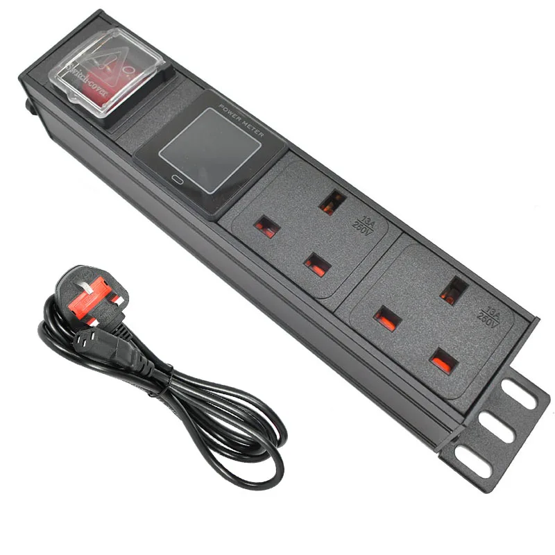 

PDU Power Strip стойка сетевого шкафа UK, 3-контактный переходник с 2-сторонней розеткой и корпусом из алюминиевого сплава 13A 3500W