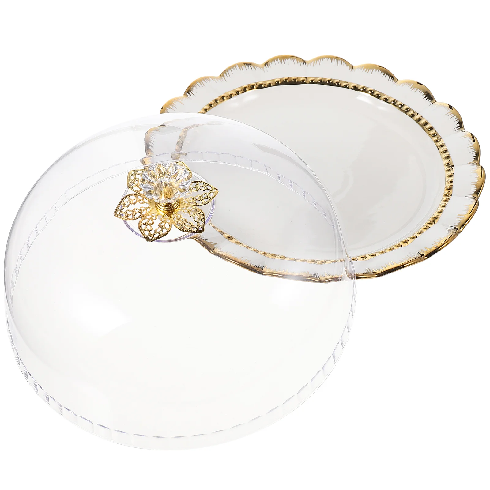 

Cake Stand Dessert Tray Cover Serving Dome Plate Display Lid Ceramic Holder Party Cloche Server Cupcake Pedestal Clear Platter