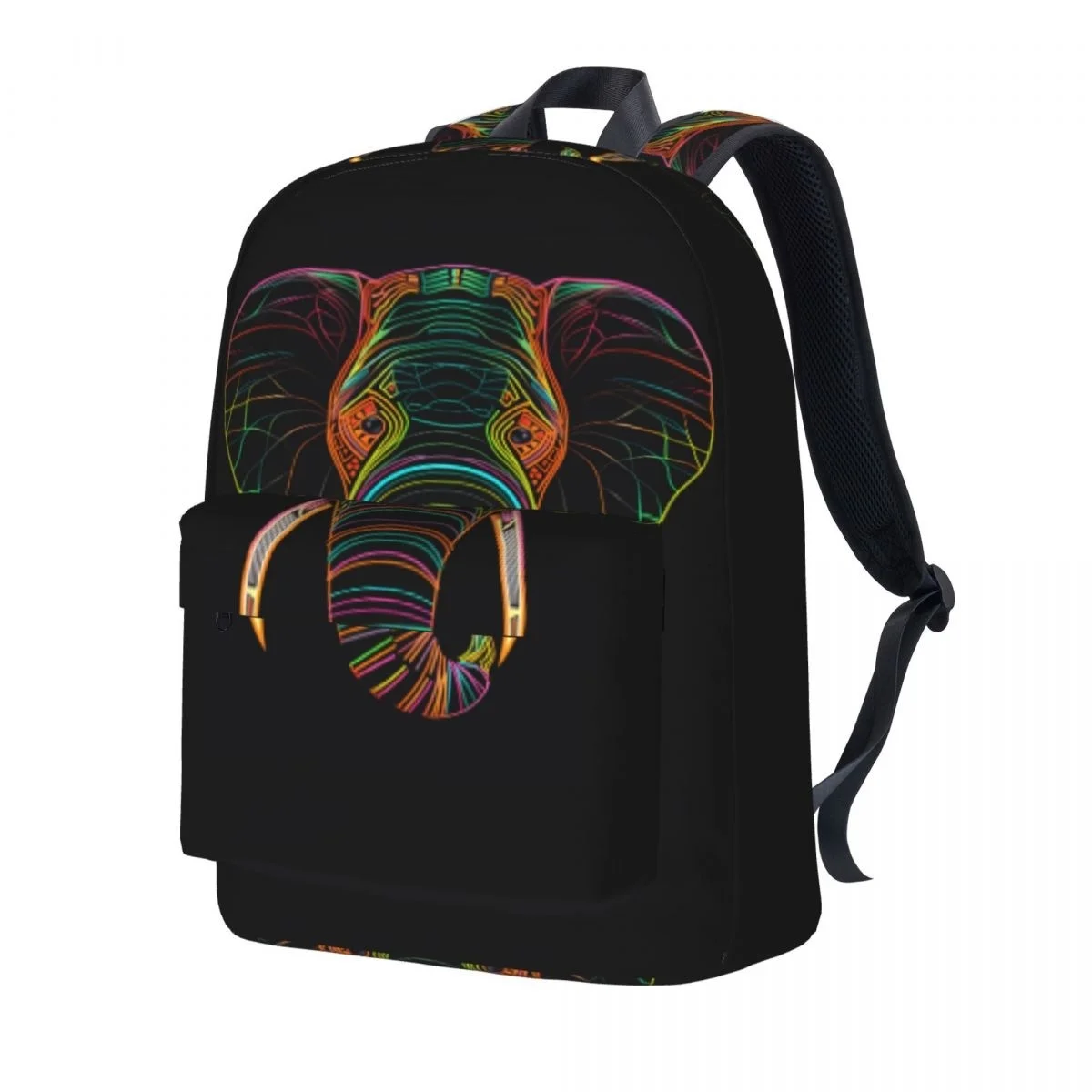 

Elephant Backpack Girl Neon Illustration Minimalist Durable Backpacks Elegant High School Bags Trekking Colorful Rucksack