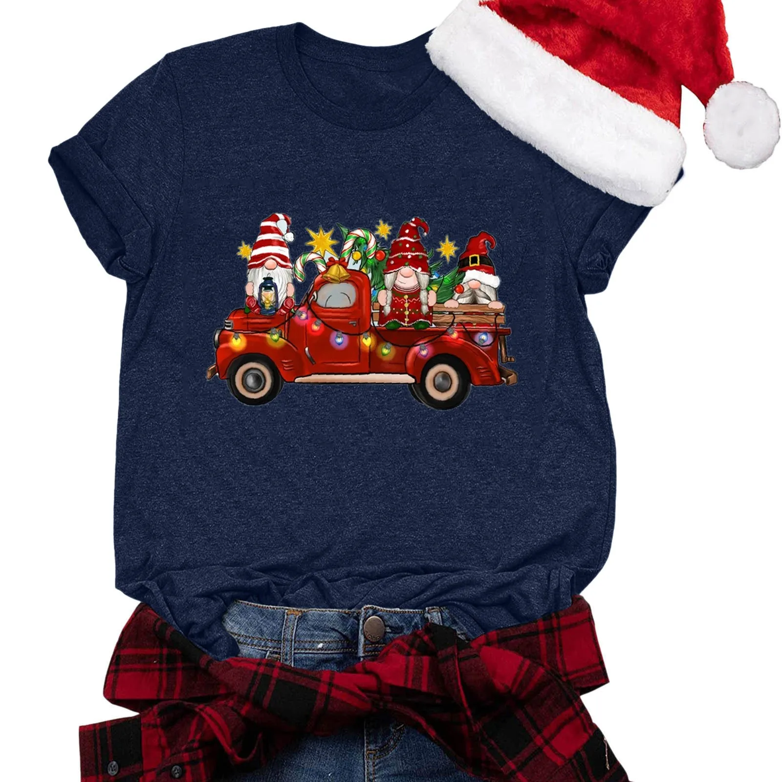 

Merry Christmas Tshirt for Women Santa Graphic Tops T Shirt Fashion Christmas Printing Shirts Short Sleeve Tee Tops Tunic Blouse