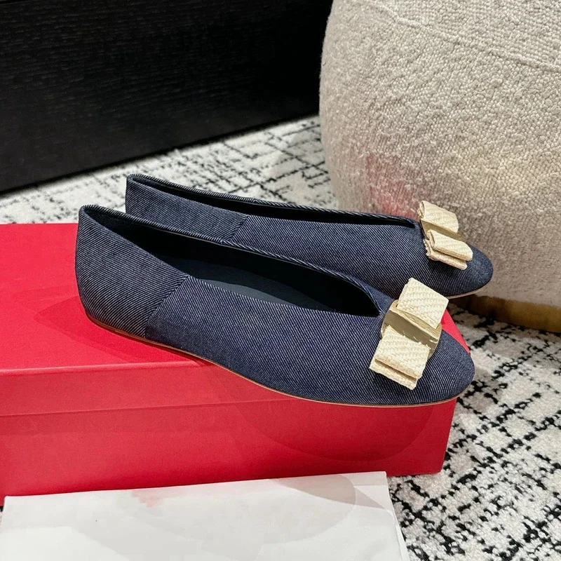 Новое поступление 2024 балетки ручной работы из натуральной кожи с круглым носком