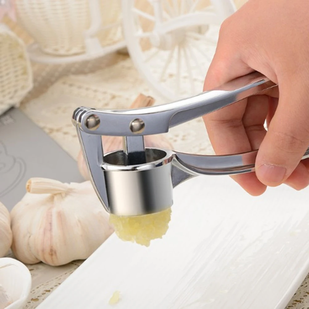

Zinc Alloy Garlic Press Manually Mashed Machine Crusher Handheld Cooking Ginger Crusher Kitchen Tools Chopping Squeezer