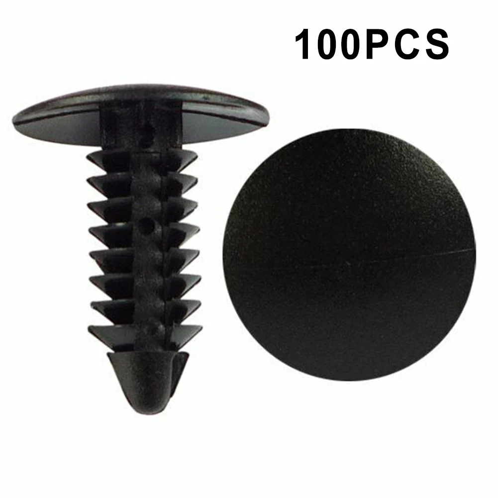 

Brand New Bumper Clips Fender Retainer 100pcs 8mm Hole Accessories Black Car Parts Plastic Push Pin Replacement