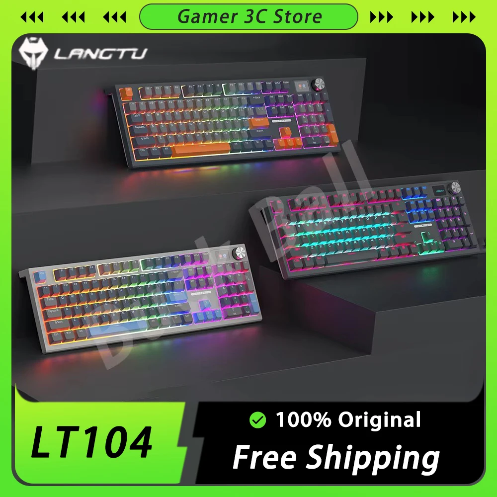 LANGTU LT104 Механическая клавиатура с тремя режимами умный экран RGB