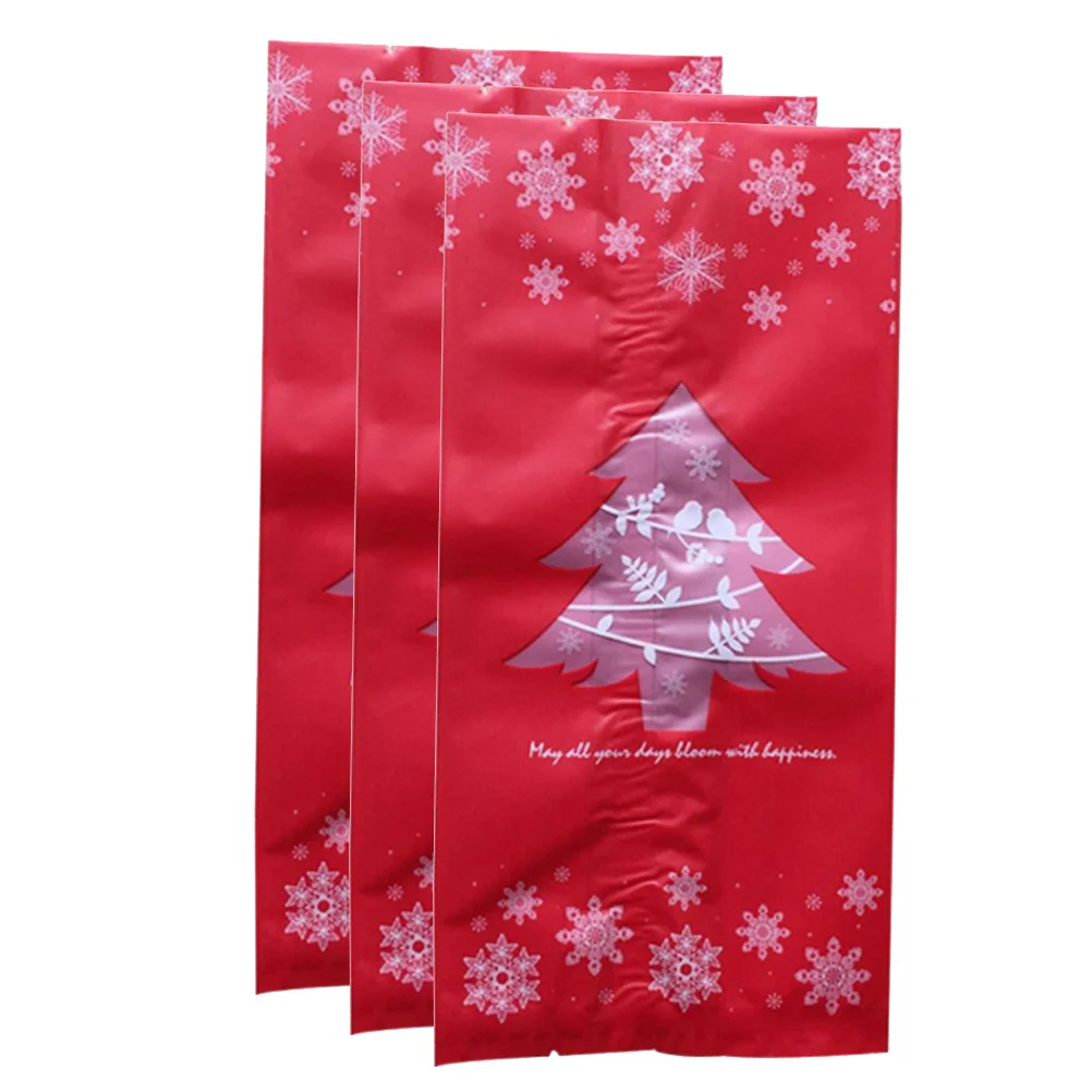 

50pcs Candy Bags Christmas Tree Snowflake Pattern Christmas Cookie Bag Flat Gift Bag Biscuits Packing Bag Creative