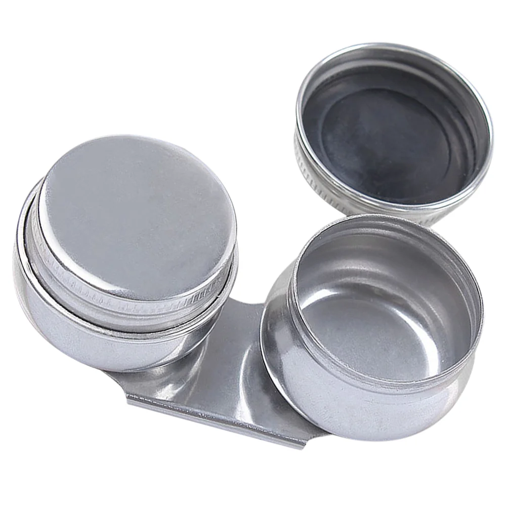 

Stainless Steel Pot Palette Cup Portable Double Brush Cleaner Tool Cleaning Cups Oil Lid Dipper Palettes