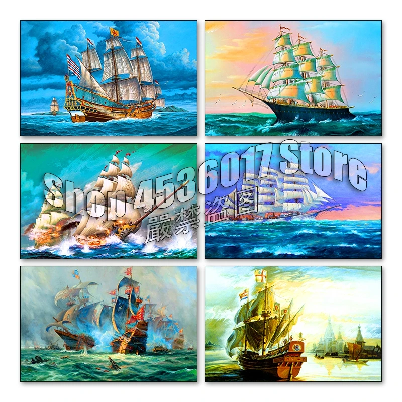 

Sailing ship 5d Diy Diamond Painting Cross Stitch Warship Diamond Embroidery Mosaic Full Rhinestone ダイヤモンドアート home decoration