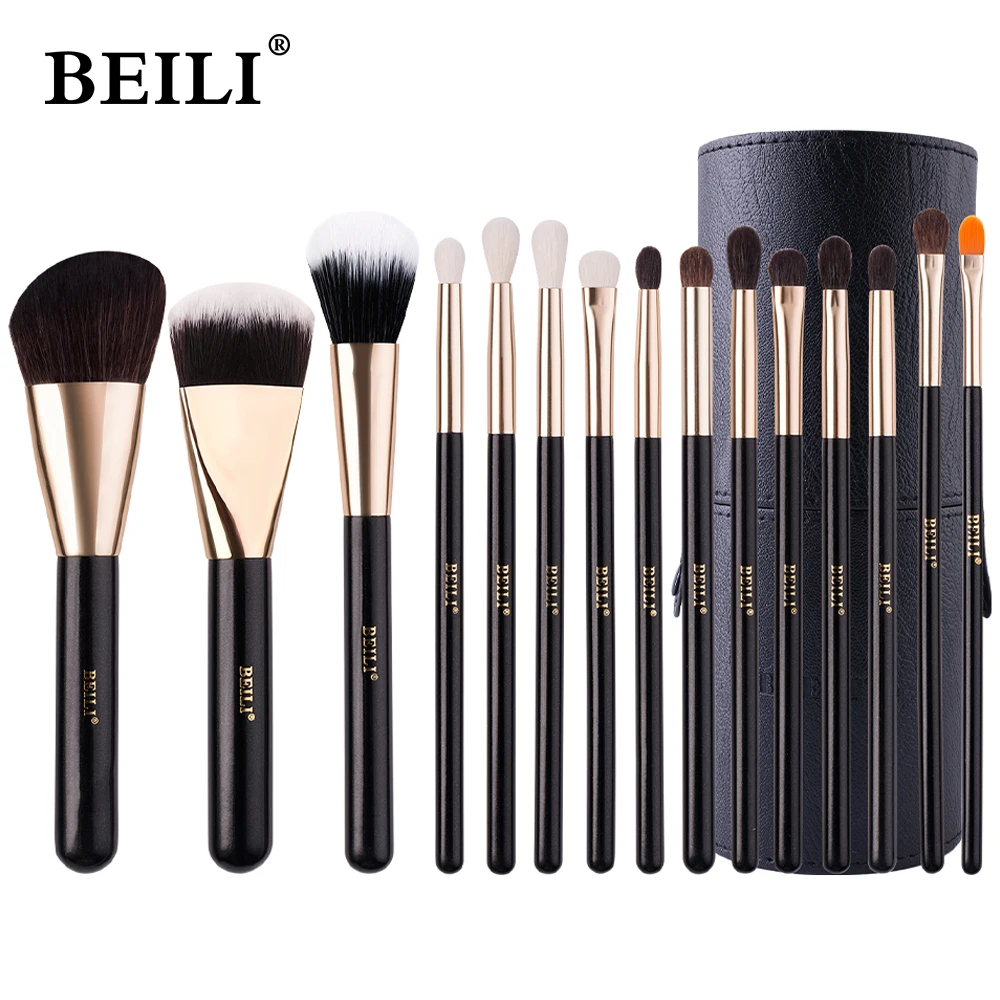 

BEILI Professional Makeup Brushes Set 15pcs Natural Synthetic Hair for Foundation Contour Eyeshadow Eyeliner Blending Pinceau