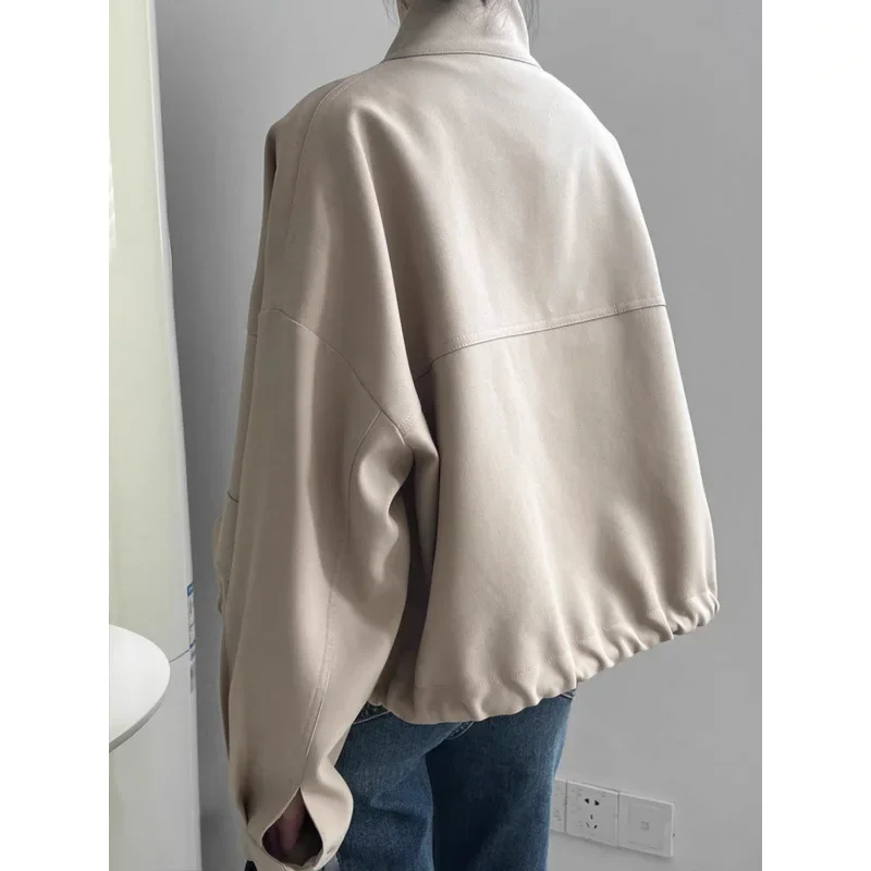 Женская осень 2024 новая свободная куртка с миниатюрным воротником-стойкой