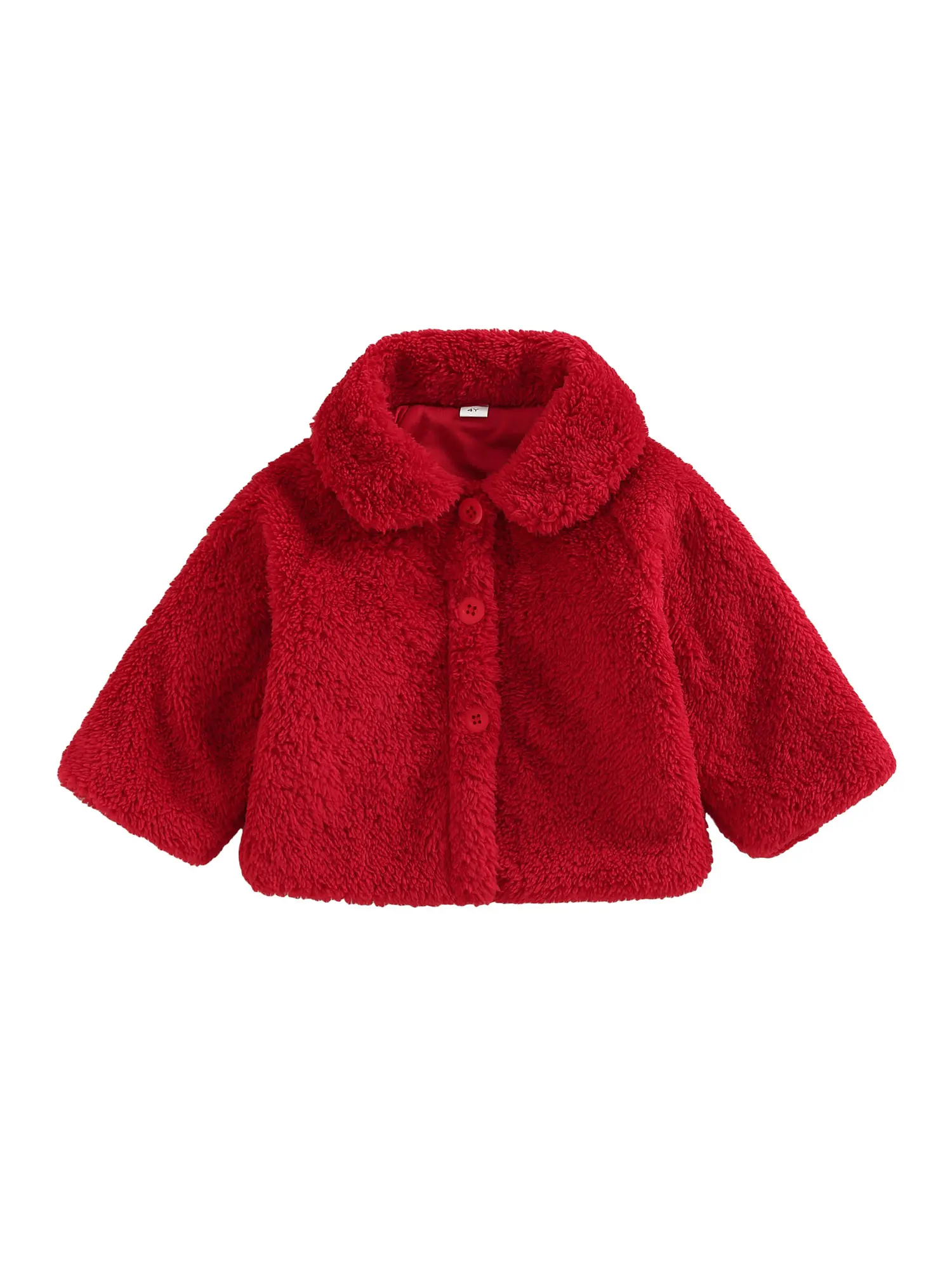 

Toddler Baby Girl Plush Jacket Coat Long Sleeve Button Down Solid Color Lapel Plush Jacket Winter Warm Outwear