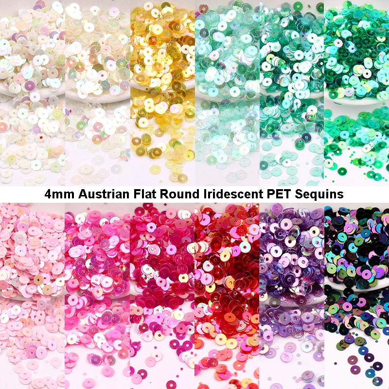 4mm Austrian Flat Round Sequins Environmental PET Loose Sequin Paillettes Sewing Wedding Craft DIY French Embroidery Accessories