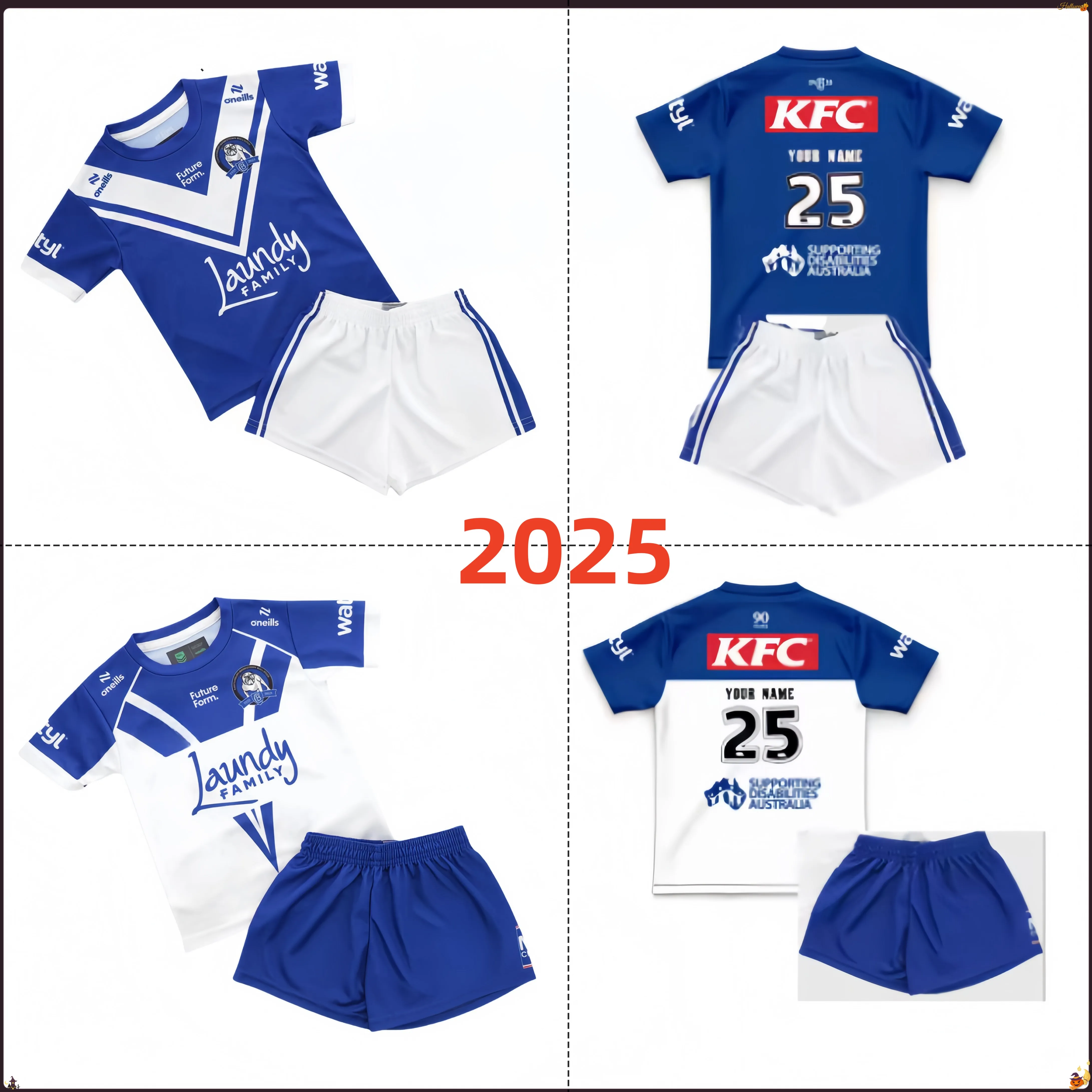 Детский домашний комплект из джерси и шорт Canterbury Bankstown Bulldogs 2025 года размер: 16-26