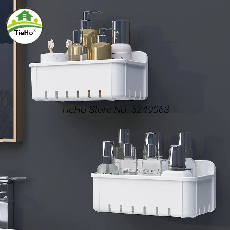 

Drainage Design Plastic Storage Rack Free Punch Toilet Washstand Wall Drain No Drilling Container Hanging For Kitchen Bathroom