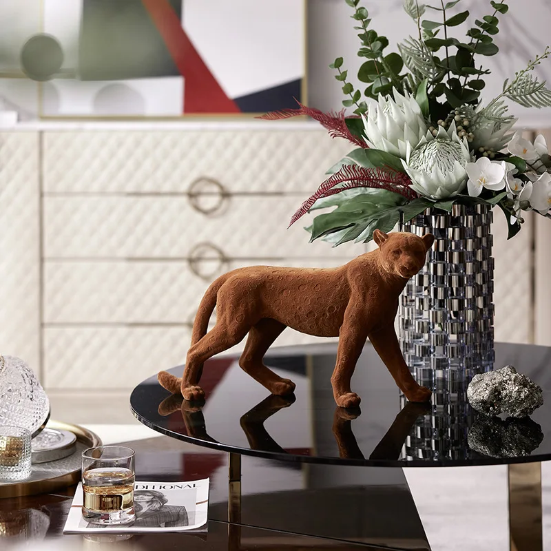 

Creative Animal Leopard Home Decoration Luxury Living Room Table Decor Office Desk Ornaments Resin Crafts Figurines & Sculptures
