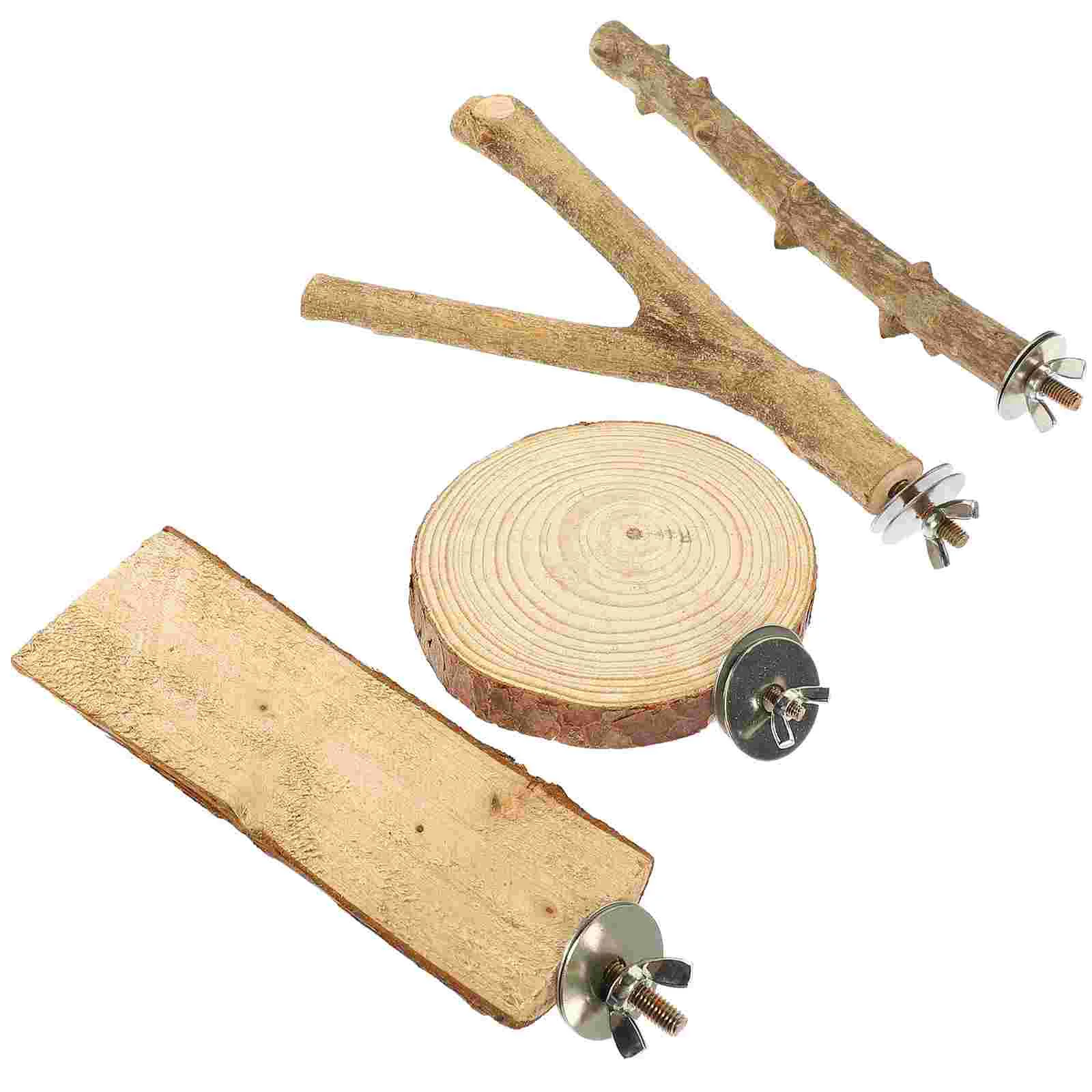 

3 Pcs Parrot Standing Stick Cockatiel Toys Suspension Bridge Wooden Parakeet Toys