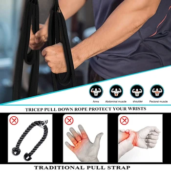 Pulldown Rope Fitness Gym Accessories Biceps Tricep exercise Rope Non Slip Cable Fitness arm strength rope Activating Fibers 3