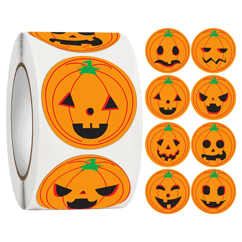 

500Pcs/ Roll Pumpkin Halloween Gift Tag Sticker Halloween Party Candy Seal Sticker Gift Tag Sticker Gift Decoration Sticker
