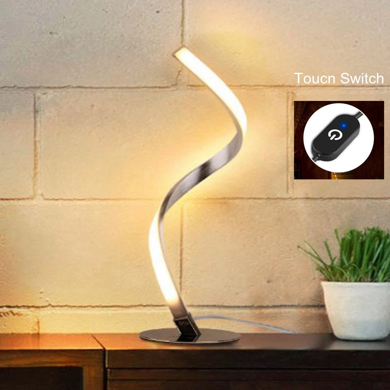 

Modern LED Table Lamp Curved Desk Bedside Lamp Cool White Warm White Touch Dimming Desk Lamp For Living Room Reading Home Decor