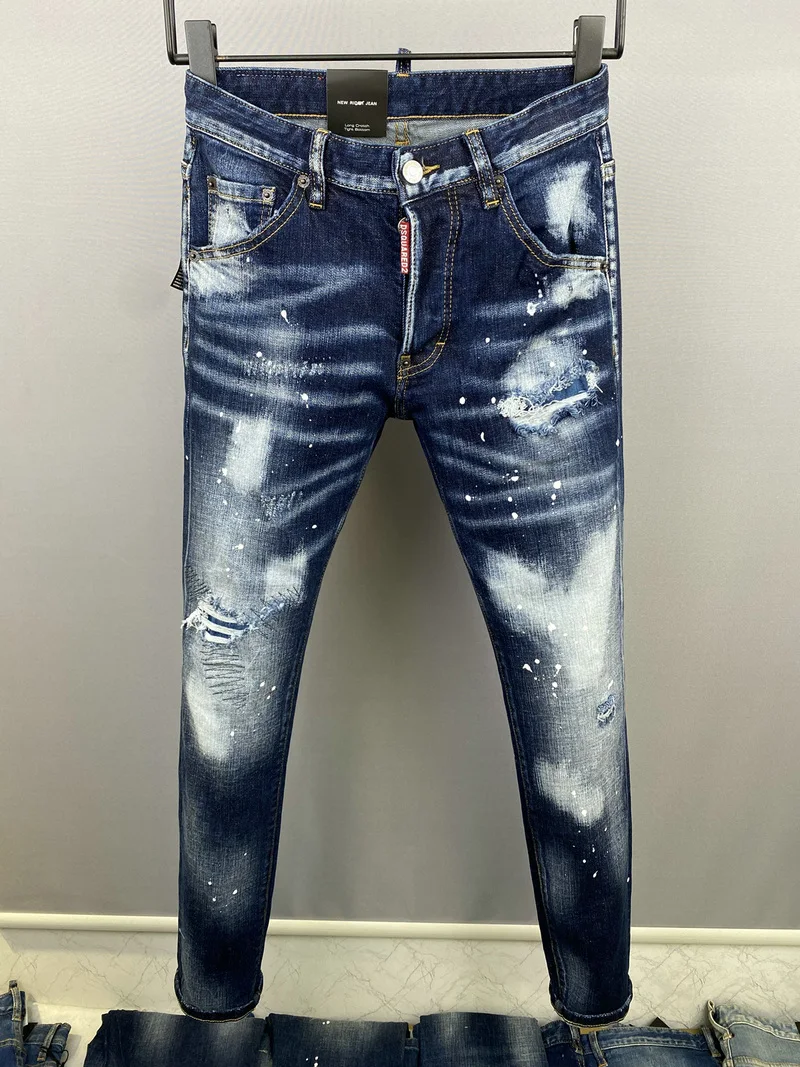 

Мужские/женские темные джинсы DSQUARED2, модные облегающие простые варенные универсальные эластичные джинсовые брюки 9837